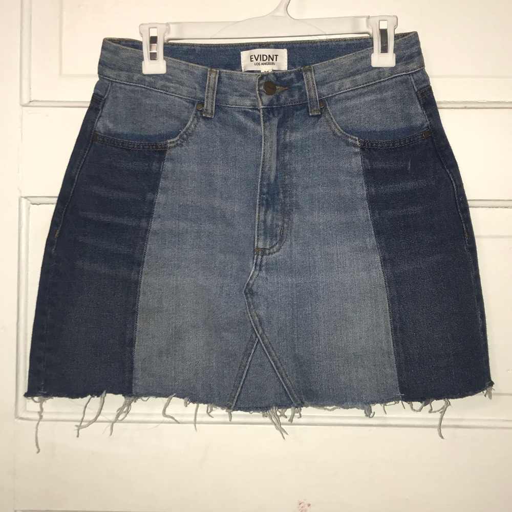Evidnt Blue Jean Color Block Skirt